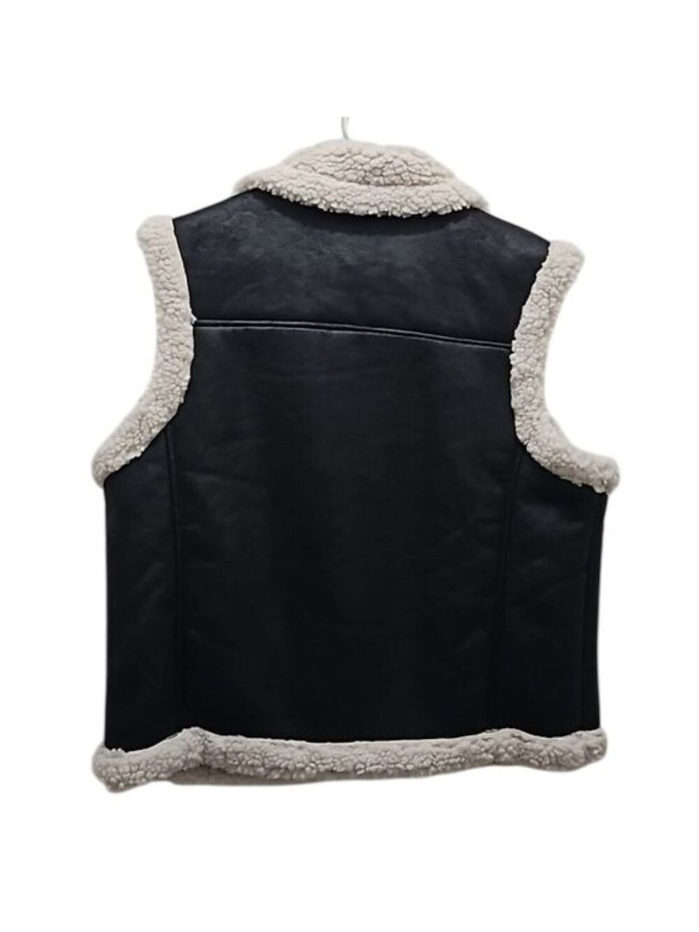 Noisy May Faux Leather Shearling Moto Vest Large New Women's Layering Outdoor - Picture 5 of 12